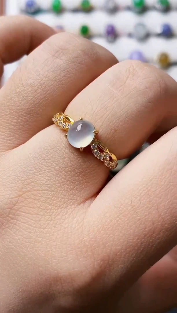 银S925镶嵌戒指翡翠0108