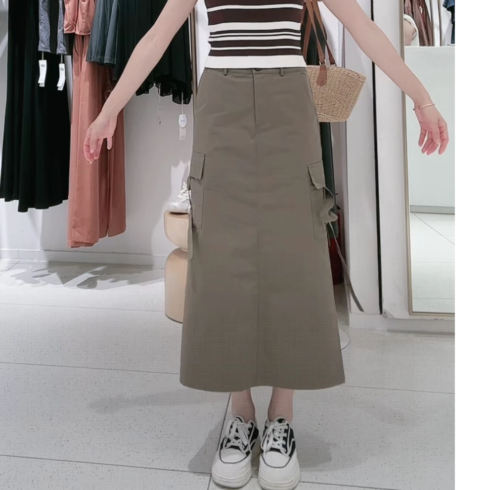 朵以2025新款工装裙直筒裙半身裙39DC631020