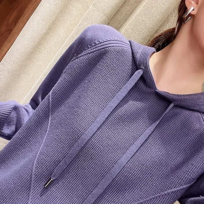 【浪漫巴黎 紫色帽衫】套头上衣薄款外穿毛衣