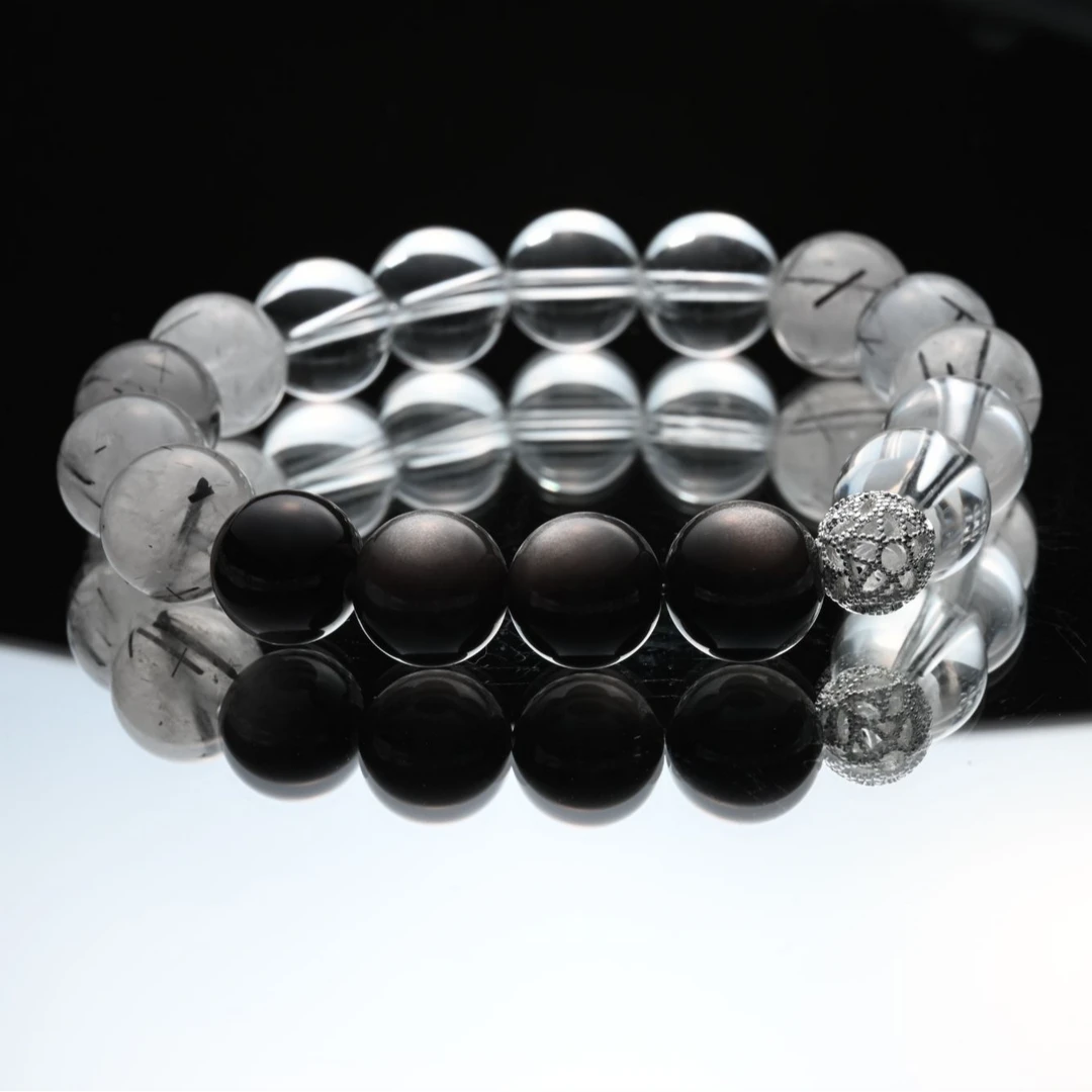 【暗夜】  黑发晶组合手串  潮酷（多样性发货）