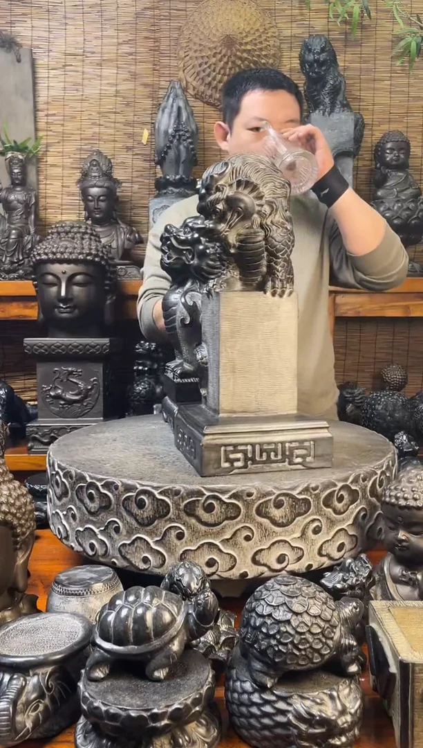 石材42吸水兽立柱天然青石雕刻