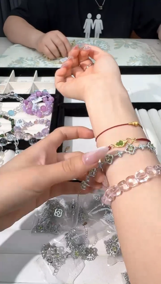 水晶手链未镶嵌Y055橄榄四叶草镂空手链