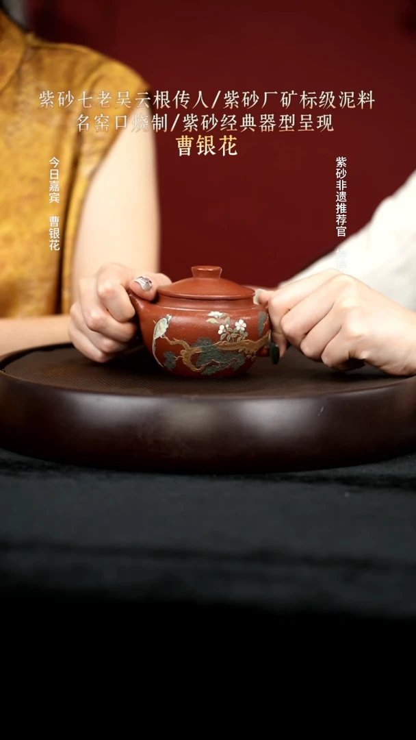 茶壶紫砂40鱼子红降坡聚宝盆