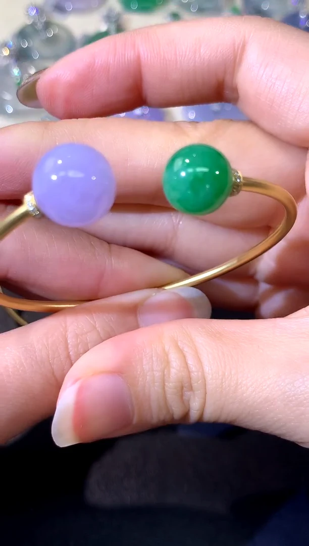 18K金镶嵌手镯翡翠A134|多样性发其一|9800