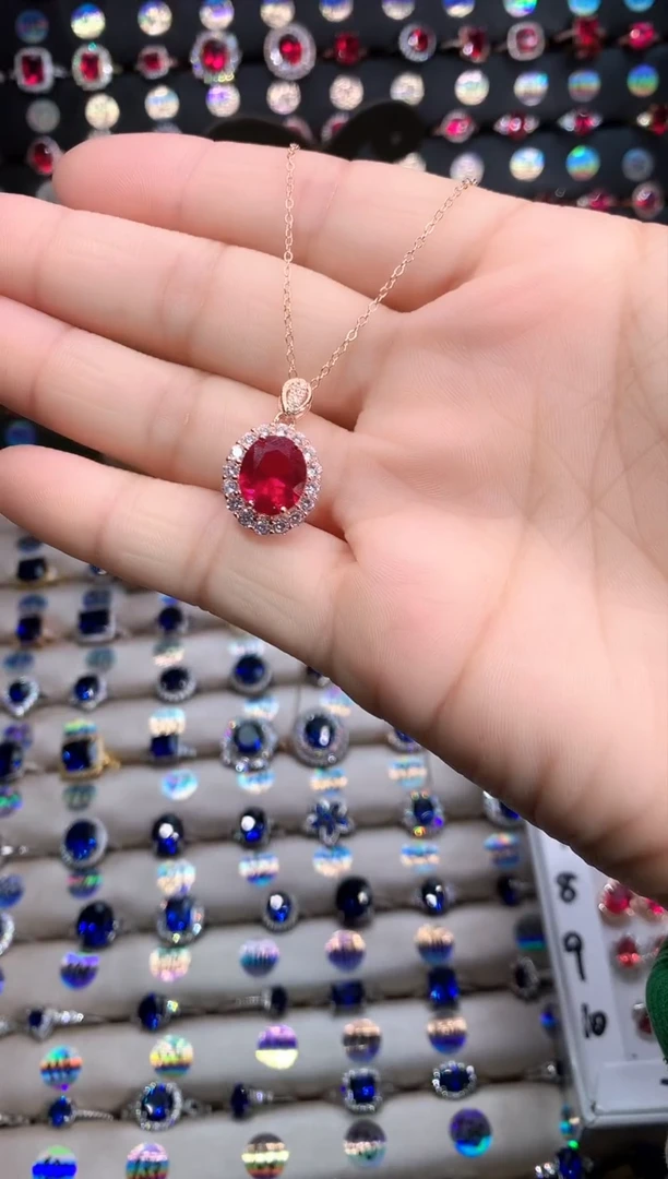 【闪购商品】红宝石吊坠(赠链)银S925镶嵌玫瑰金