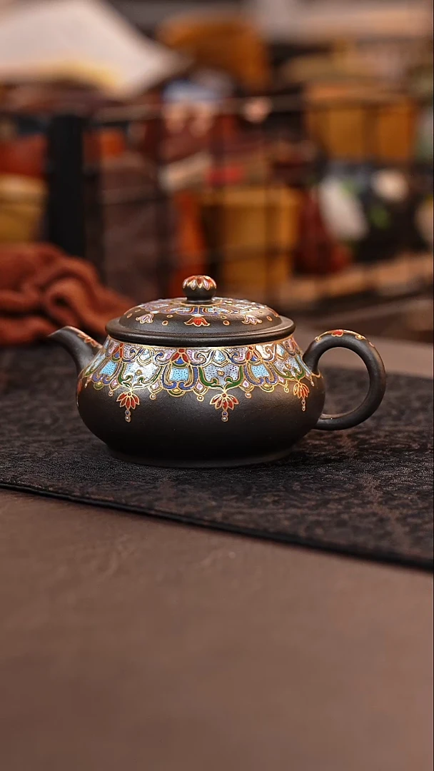 茶壶紫砂捂灰珐琅彩明炉