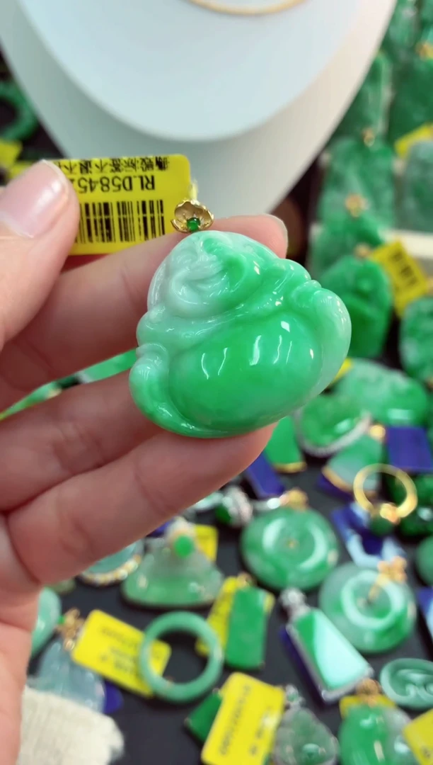 吊坠(不含链)18K金镶嵌翡翠天然缅甸翡翠A货