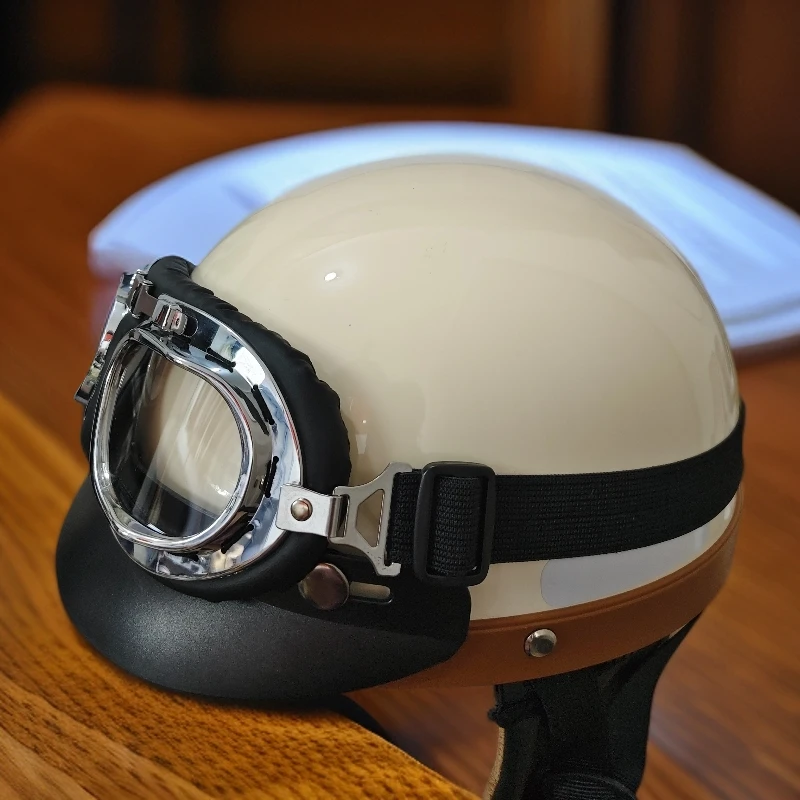 哈雷米白瑕疵围脖四季款电动车头盔