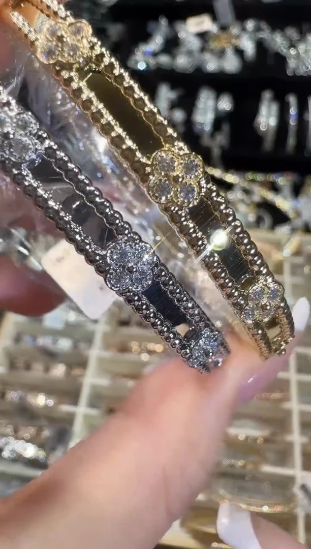 项链18K金镶嵌钻石窄版万花筒手镯cz（多样性发其一）