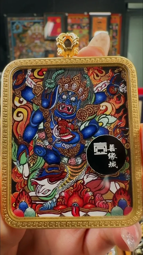 吊坠壹善缘城手绘唐卡大黑天