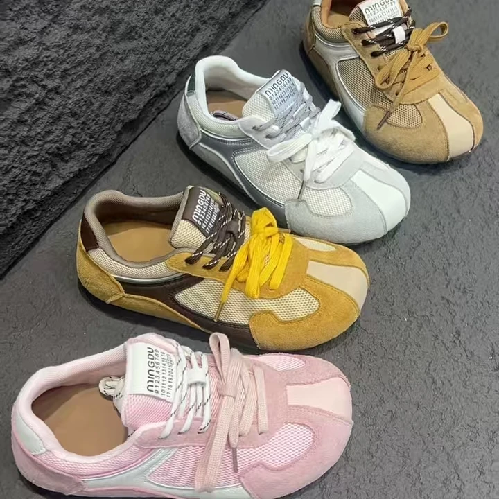 单鞋交叉绑带透气网面女鞋潮鞋德训鞋时尚夏季时尚休闲鞋