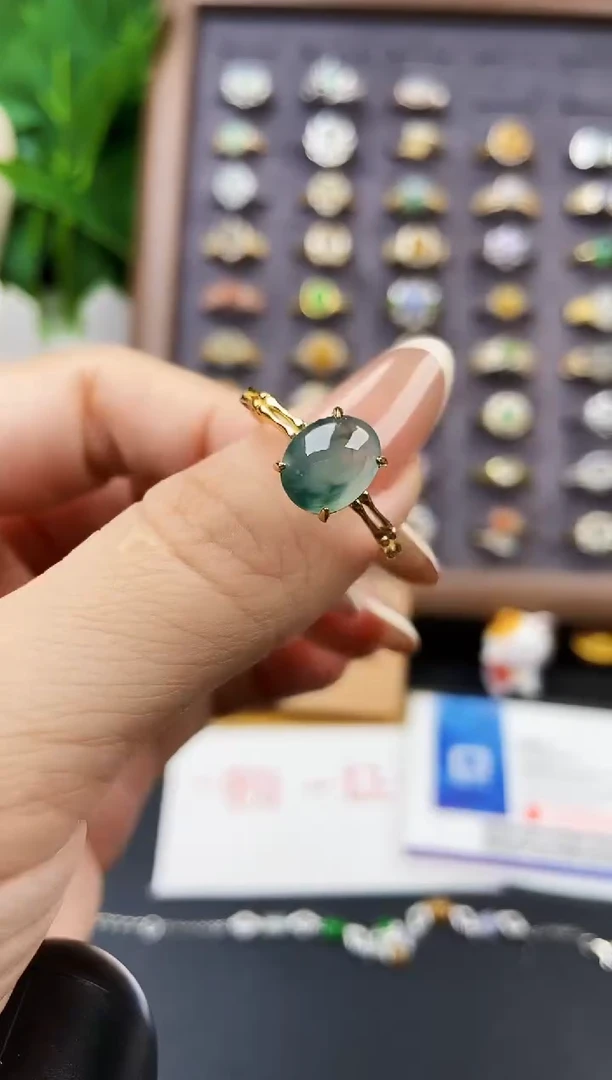 银S925镶嵌戒指翡翠12