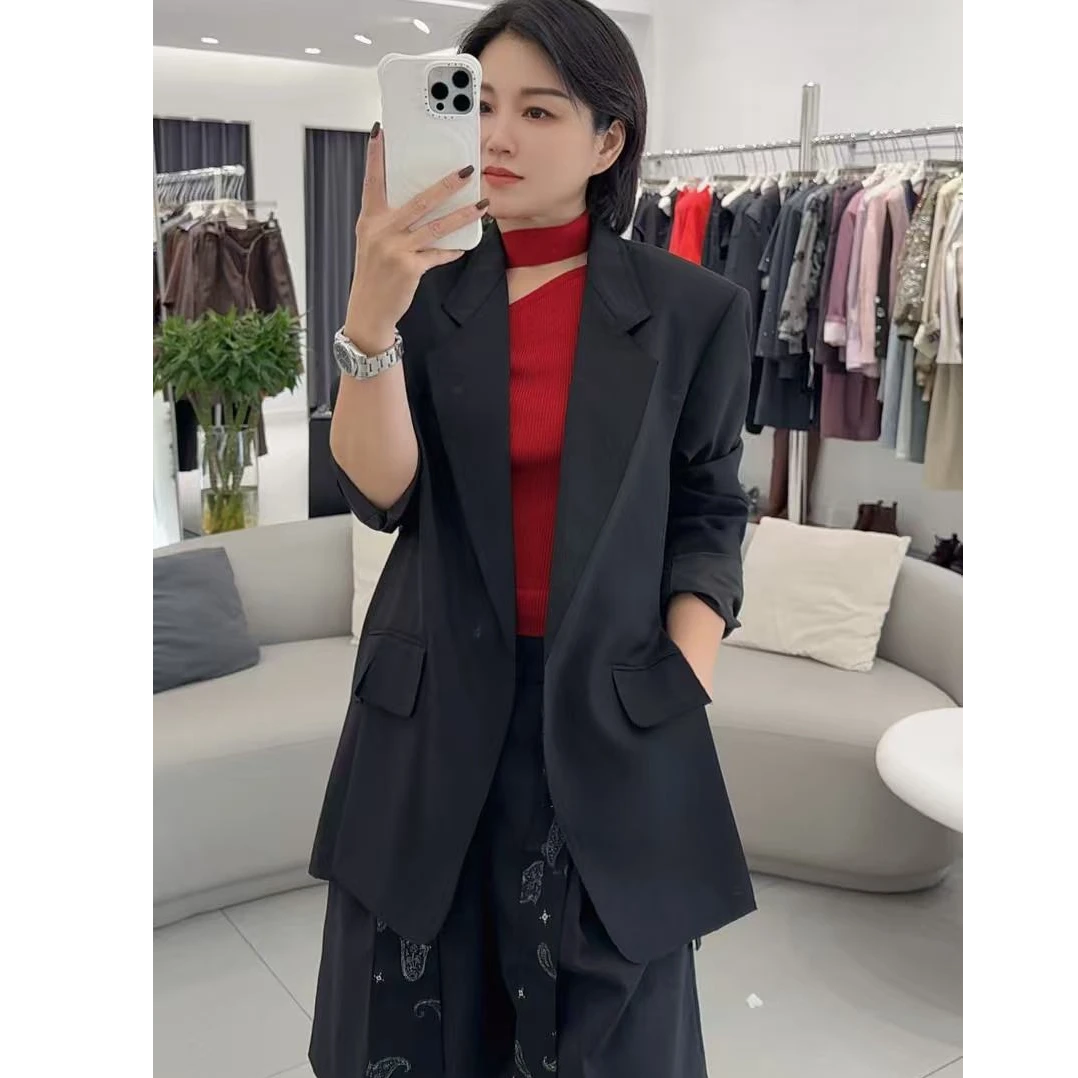 【卡蔓陈LILI】早秋2025女西装纯色常规款不规则领西服修身型西装