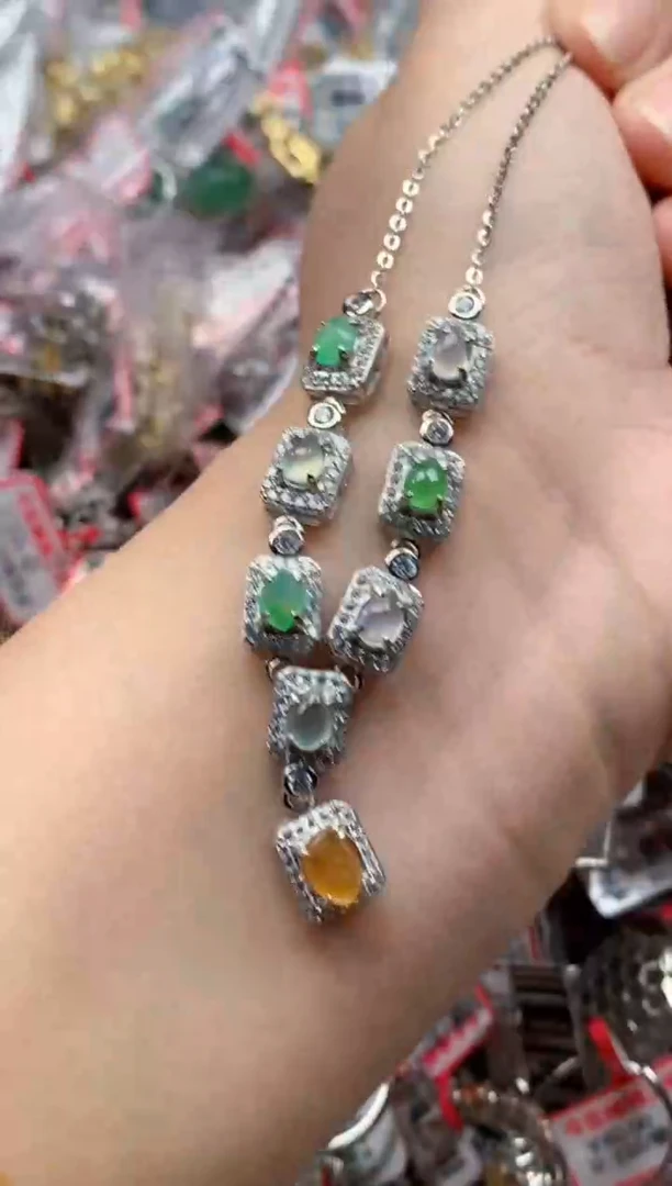 银S925镶嵌戒指翡翠天然A货缅甸翡翠