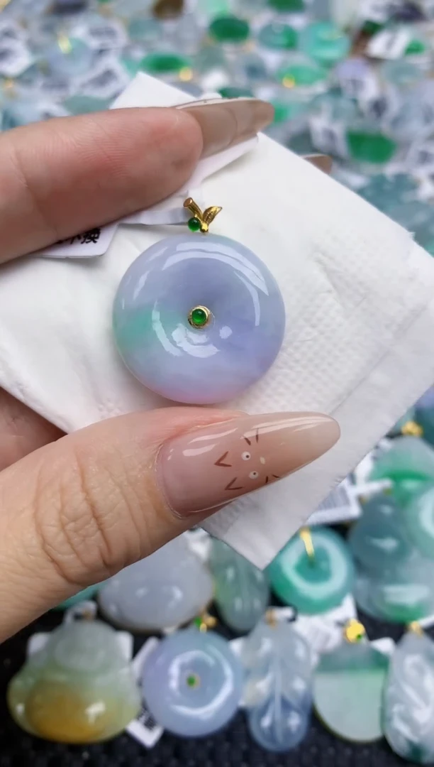 翡翠18K金镶嵌颈饰193   天然翡翠A货