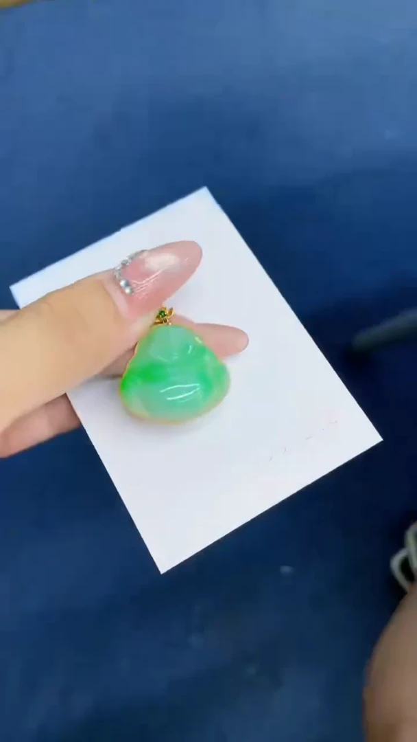 翡翠18K金镶嵌吊坠(不含链)1