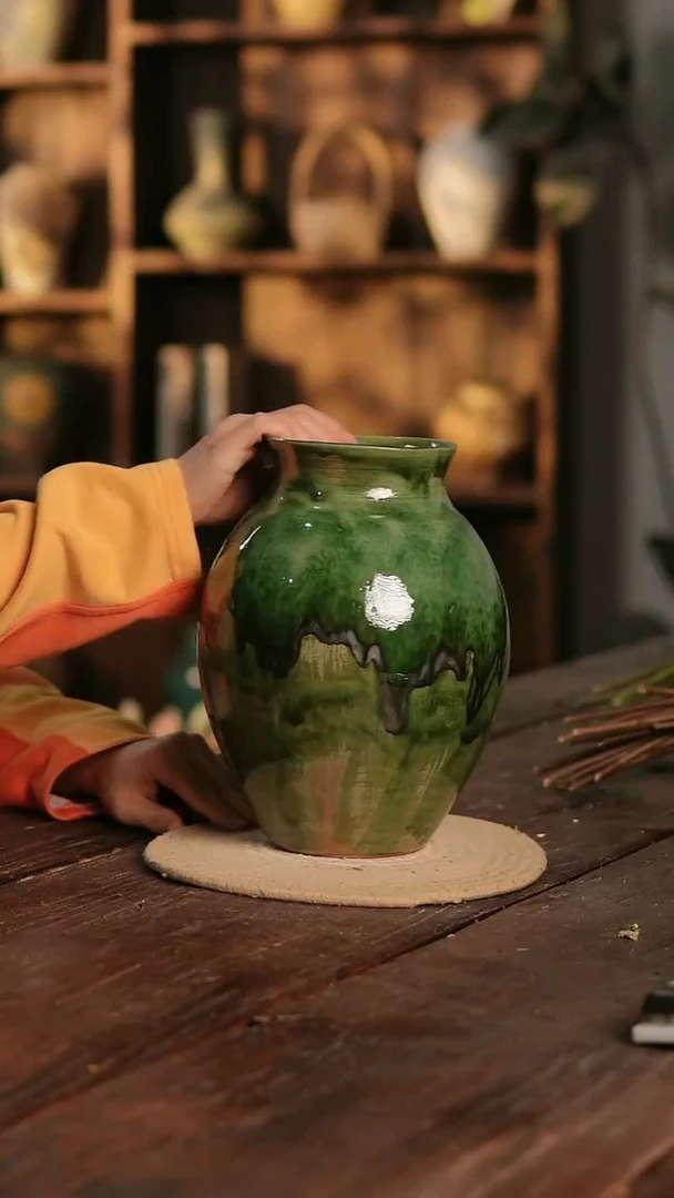 摆件23-389 陶瓷花器高25口径11