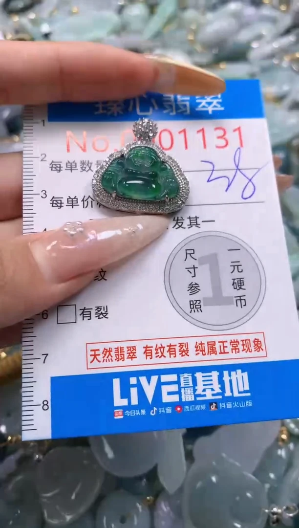 翡翠未镶嵌颈饰含绳0001131
