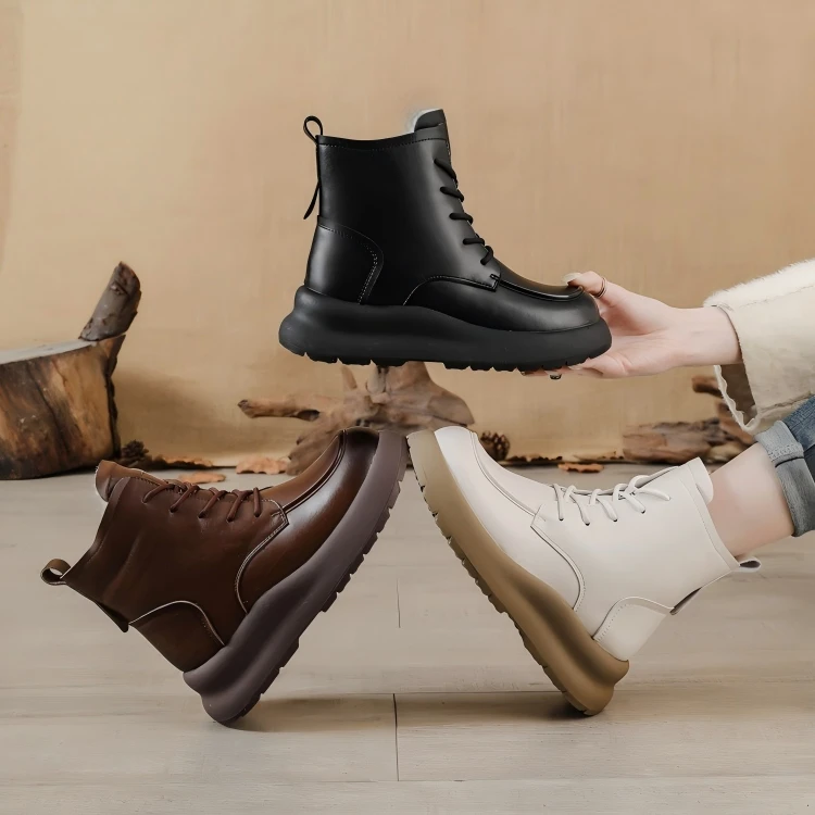 【断码特价】单里复古厚底系带英伦风百搭女士马丁靴60173