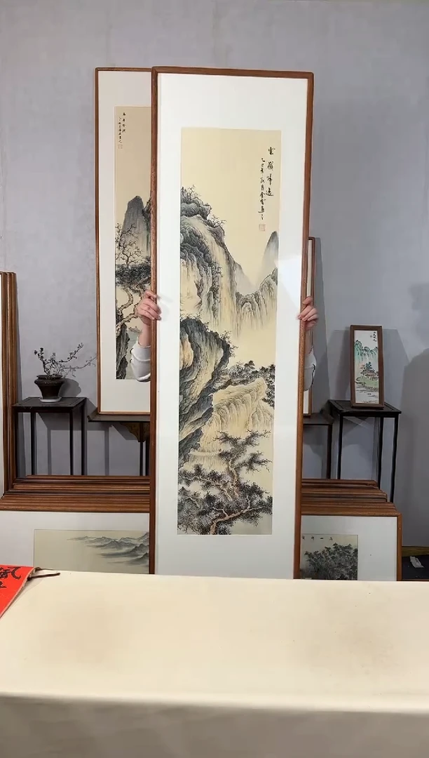 国画手绘*云岭归逸*52*172cm带框发货