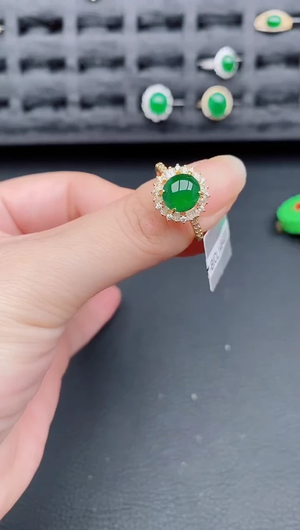 银S925镶嵌戒指翡翠天然a货翡翠193