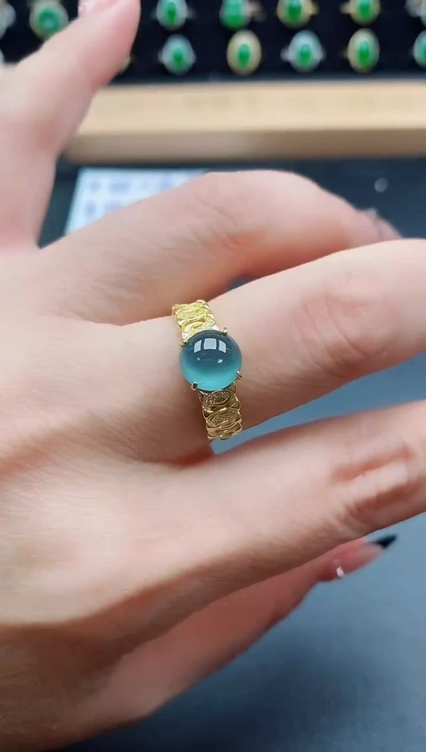 银S925镶嵌戒指翡翠1