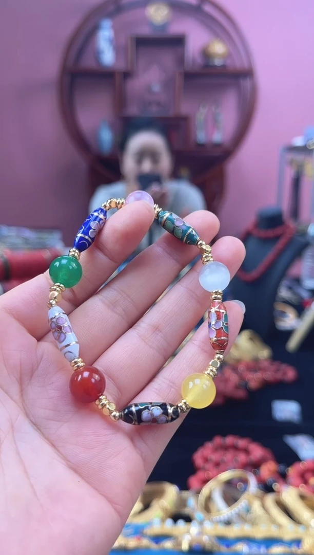 非遗 景泰蓝手串 竹节多宝