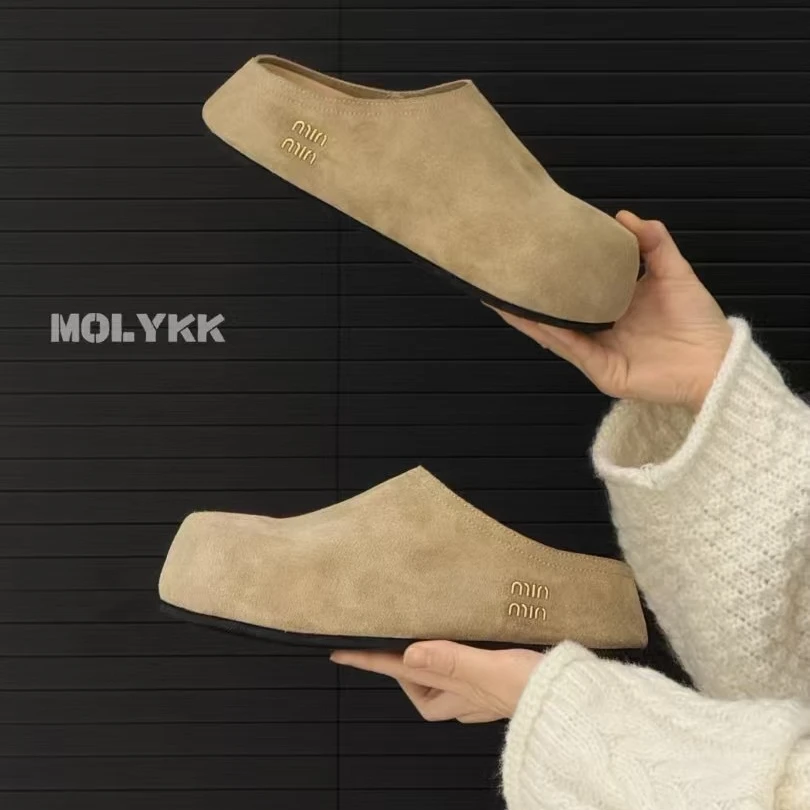 2025新款单鞋勃肯鞋女包头半拖鞋春季百搭厚底休闲