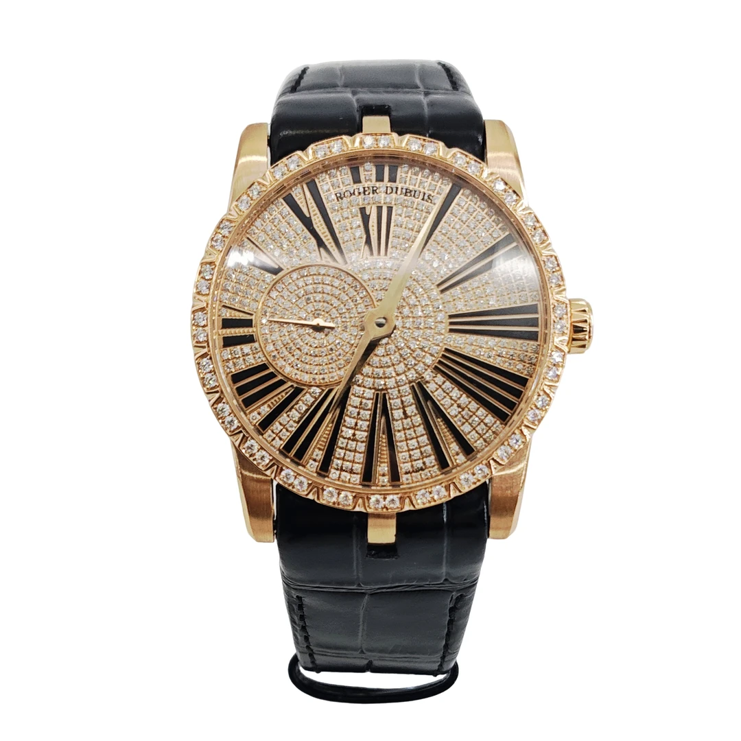 95新 ROGER DUBUIS/罗杰杜彼 王者系列机械后钻升级钻盘 43mm 18k
