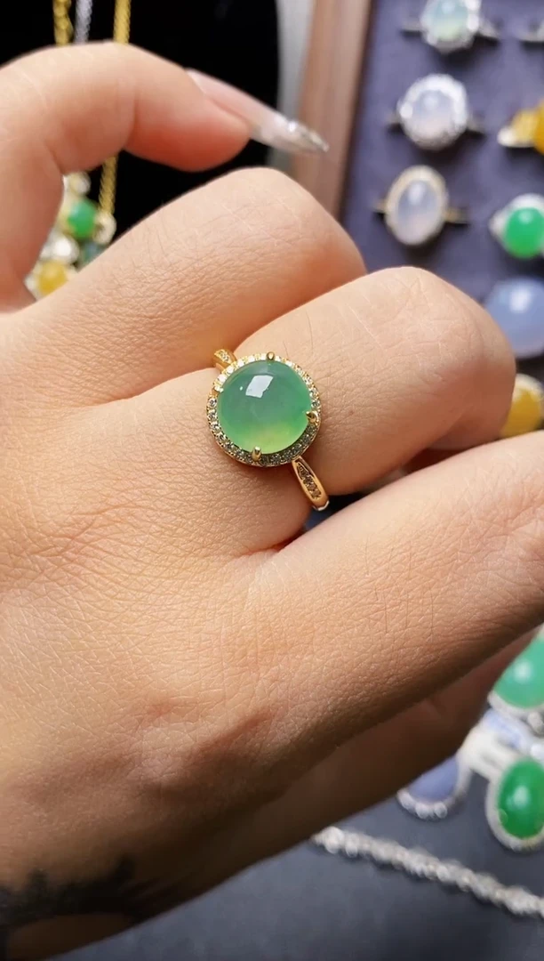 银S925镶嵌戒指翡翠4356