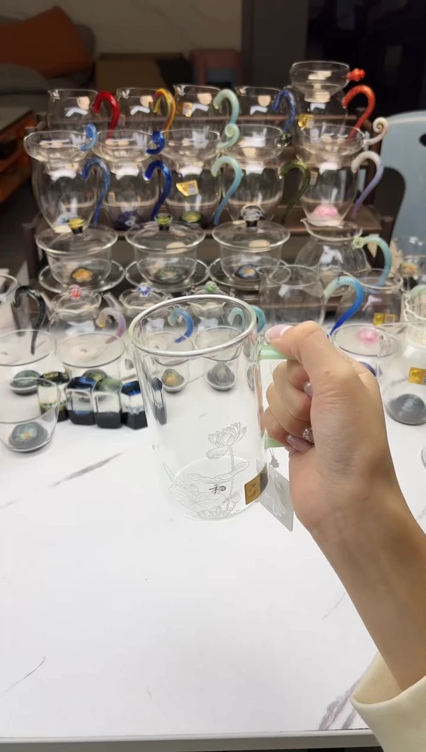 手工艺品玻璃禾器好运连连清简杯