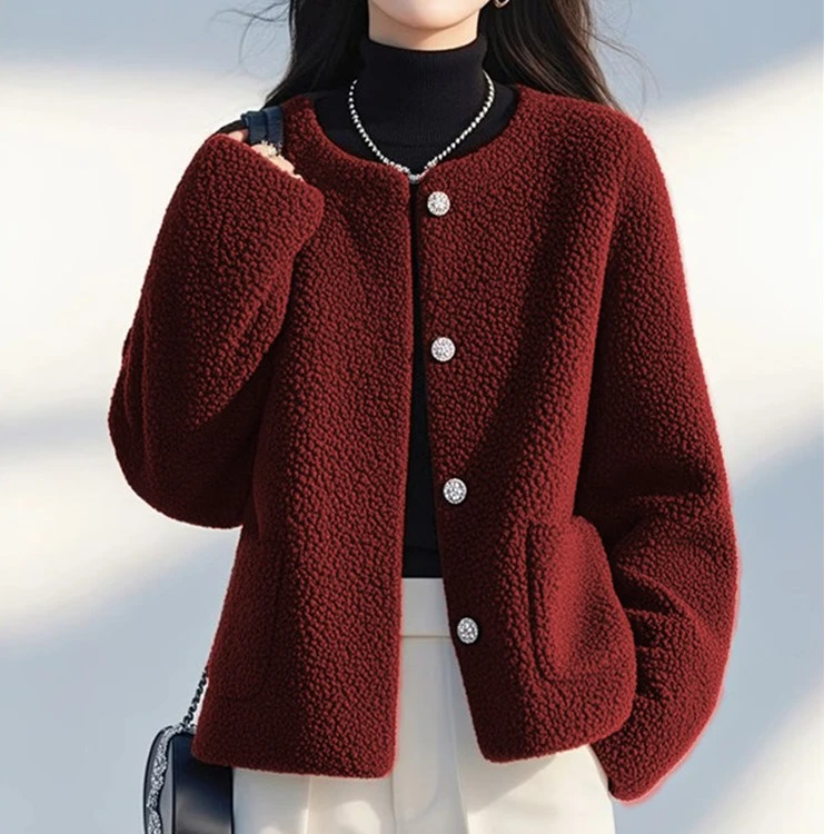 法式安格拉红高级感外套女2025新款秋冬季独特超好看短款气质上衣