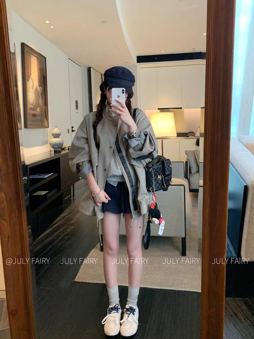 【加州之旅】~高级宽松休闲中长款英伦风小个子风衣外套女