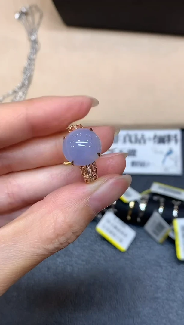 18K金镶嵌戒指翡翠9【无服务费蛋面【无服务费