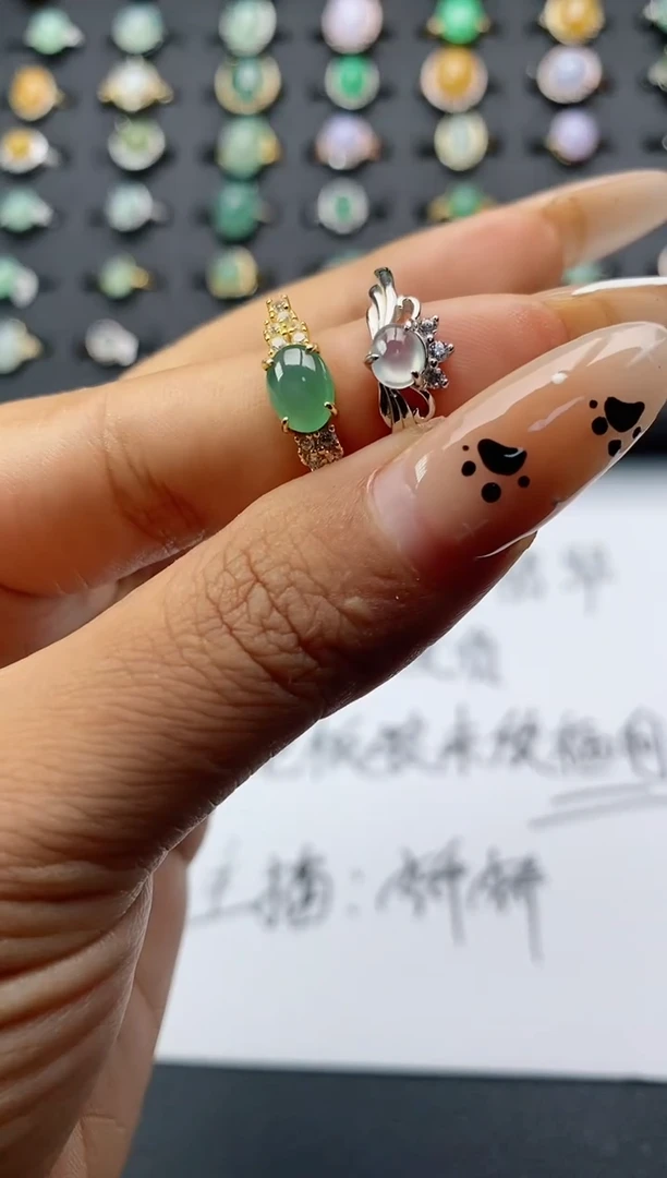 翡翠戒指银S925镶嵌.