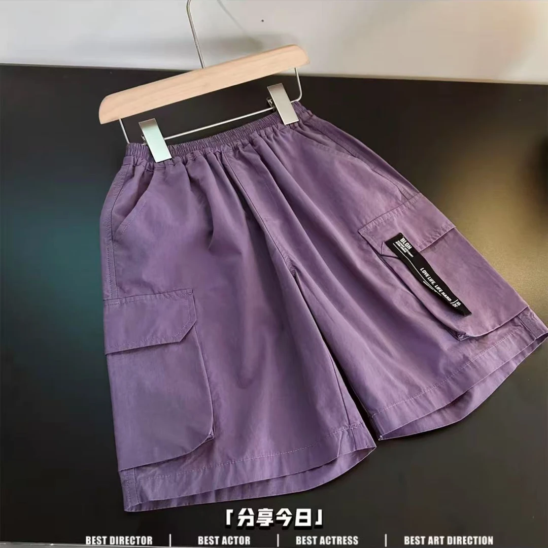 YH  2025夏季儿童潮流时尚设计薄款百搭工装短裤   4X259