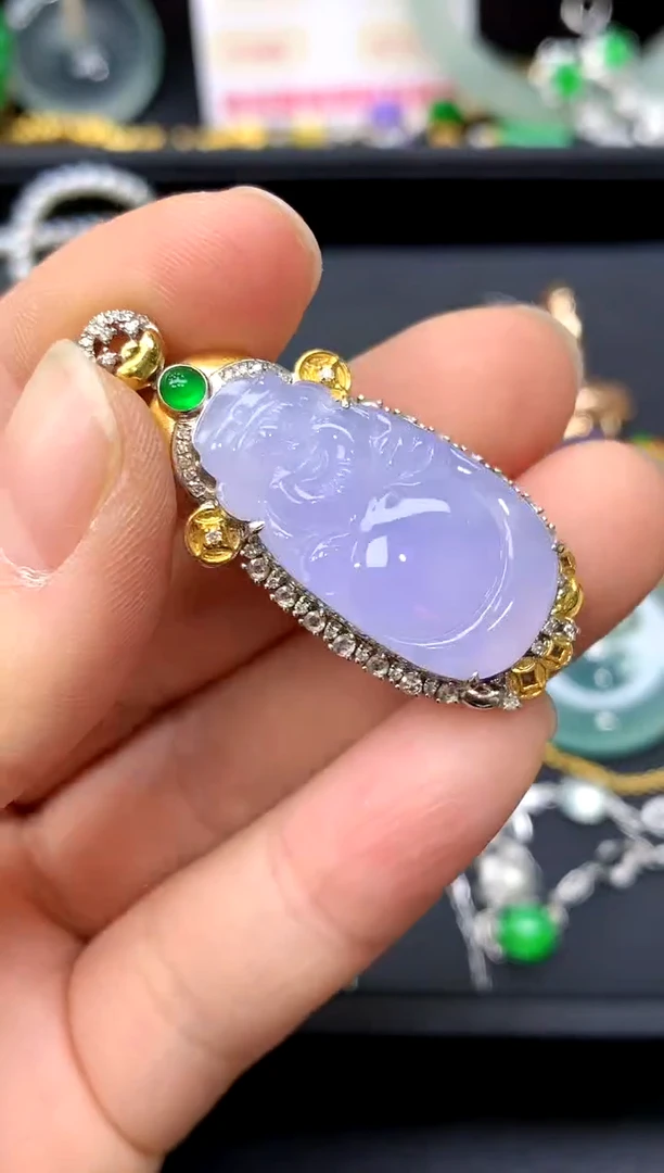 颈饰18K金镶嵌翡翠536-中国好珍宝