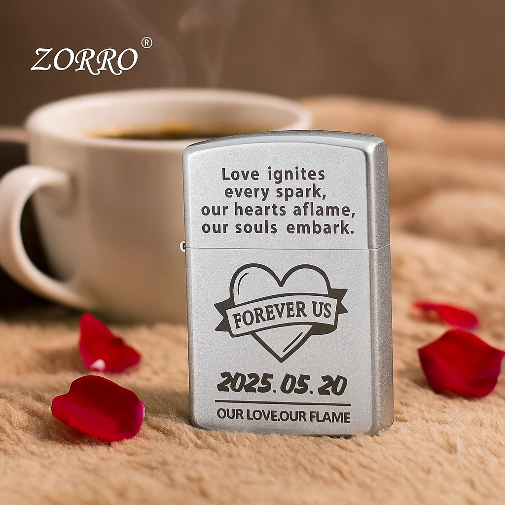 佐罗zorro煤油打火机新款黄铜砂铬纪念日定制防风送男友高档礼物