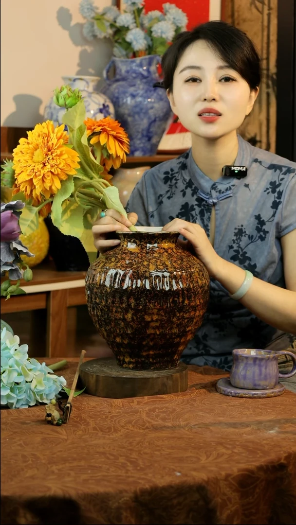 瓶原创玳瑁色琥珀系列花器