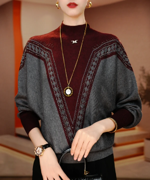 秋季新款澳绒针织毛衣长袖百搭弹力舒适保暖V24Z685