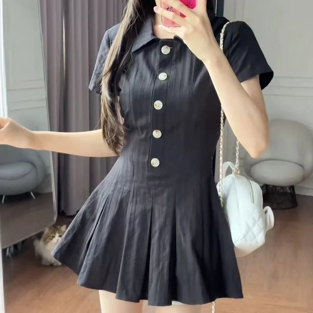 婷婷家‘’少女" 学院风竖纹肌理感衬衫连衣裙百褶裙套装