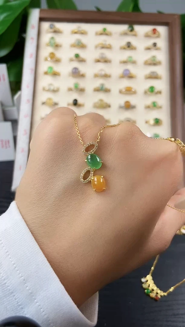 颈饰银S925镶嵌翡翠12