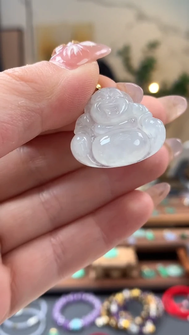 【闪购商品】翡翠吊坠(不含链)18K金镶嵌佛公