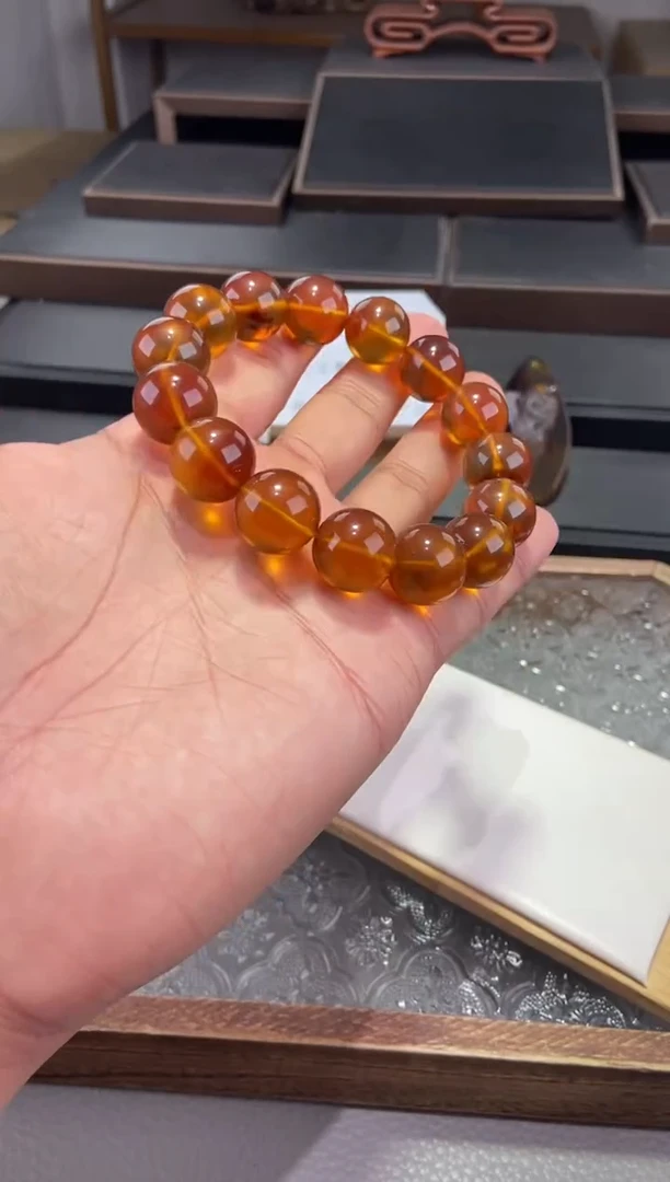 手链琥珀未镶嵌金棕珀手串