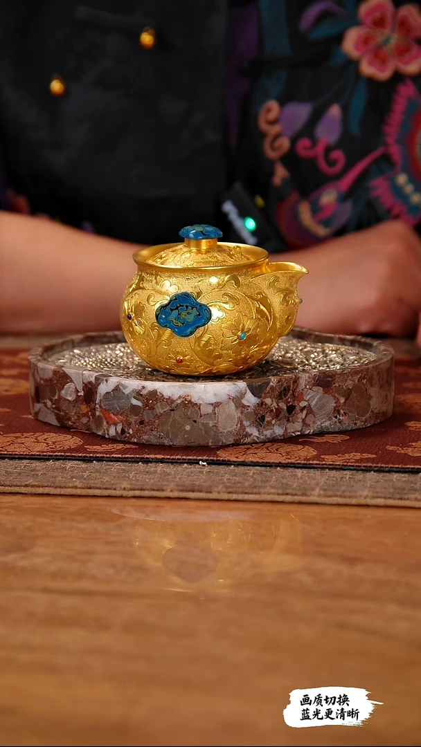 盛唐工坊 足银999 手工泡茶壶镀金