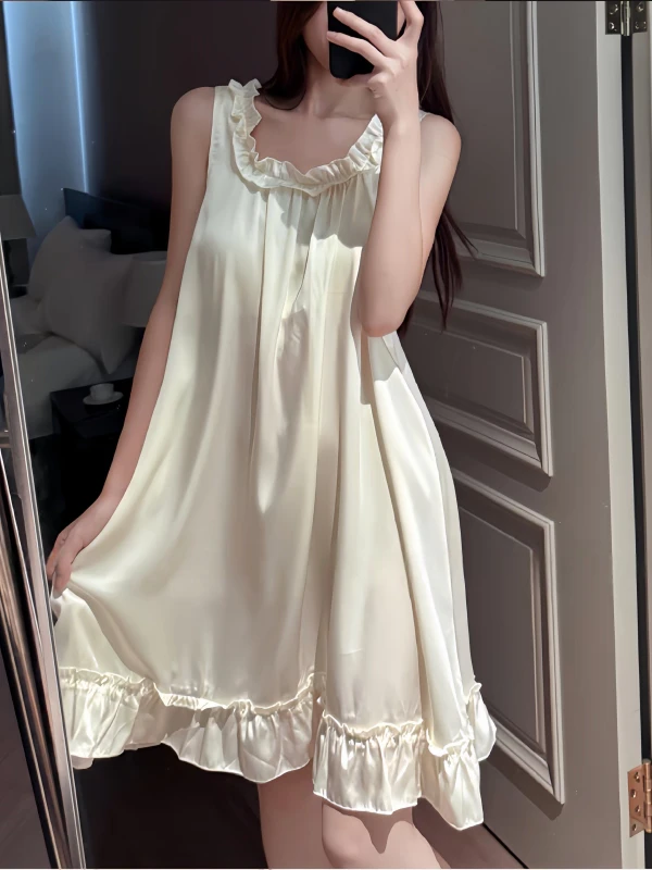 【天真无邪】新款法式浪漫夏季吊带纯欲睡衣木耳边美背爆款睡裙甜美