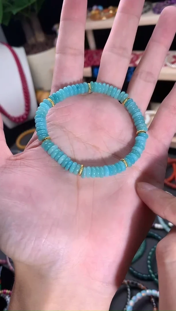天然辰砂天河石算盘珠手串6m
