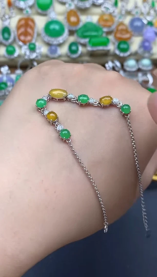 18K金镶嵌手链翡翠556-春日珠宝