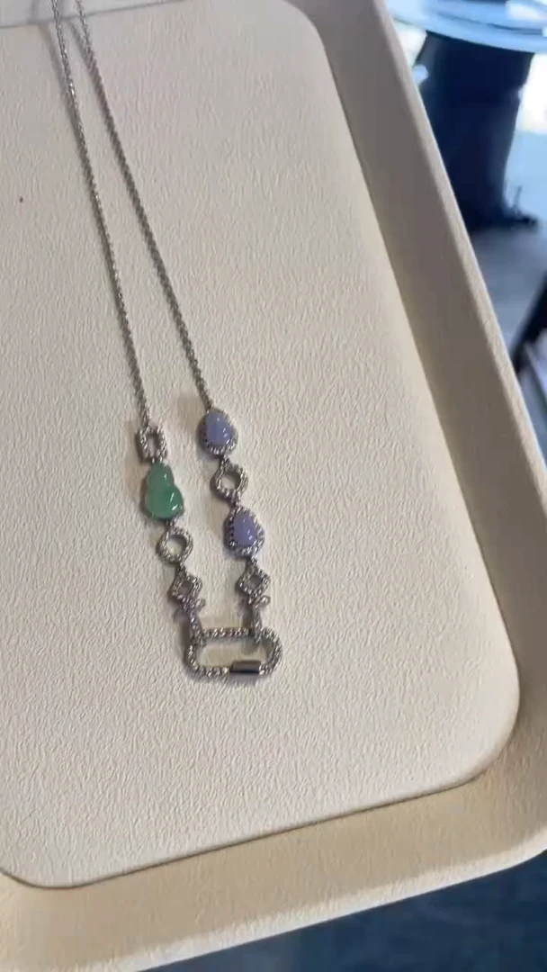颈饰银S925镶嵌翡翠翡翠项链多样性发其一CP