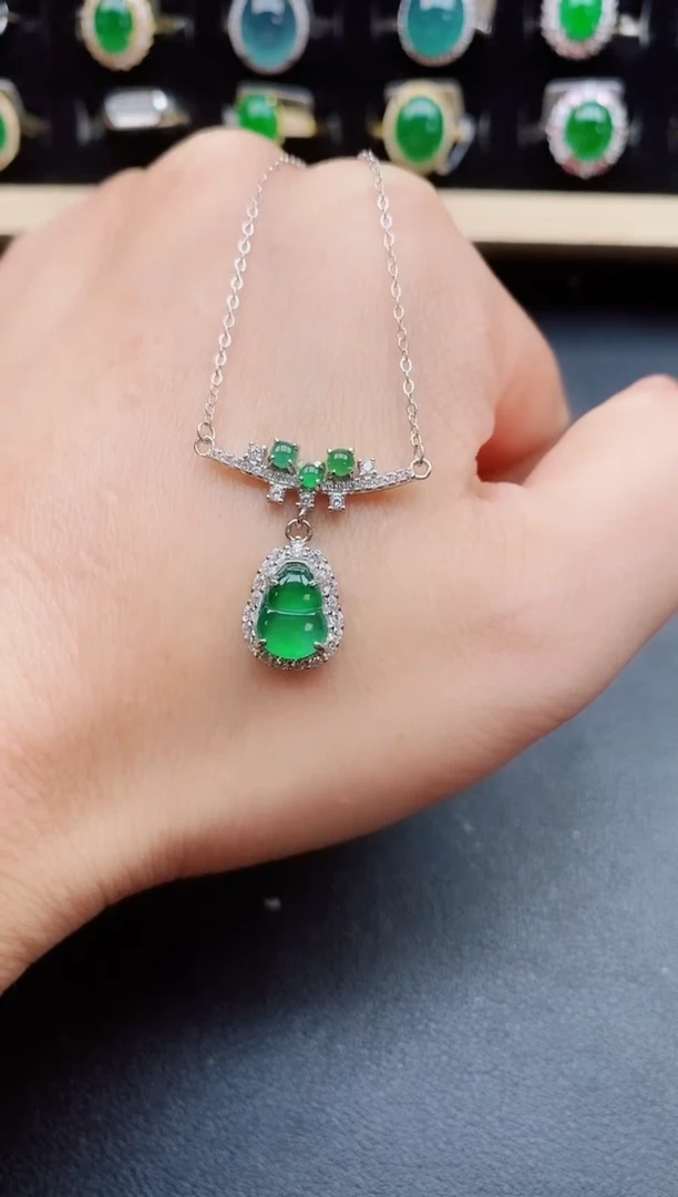 翡翠银S925镶嵌吊坠(赠链)80550